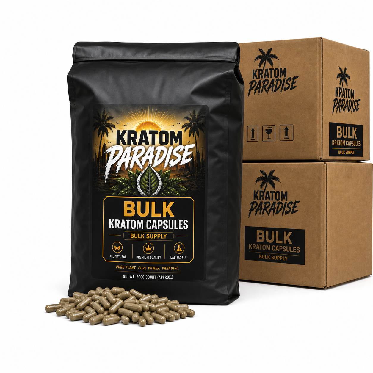 Bulk Kratom Capsules master sack and shipping carton