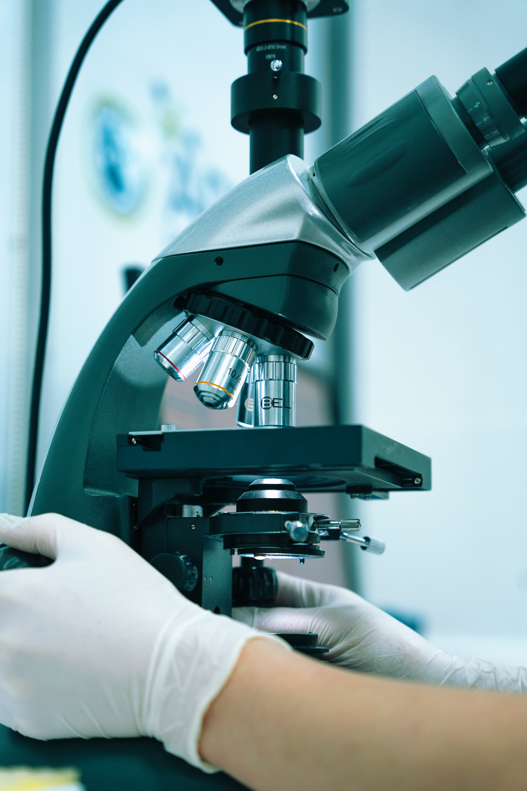 Laboratory microscope representing the limits of product identification and conversion claims