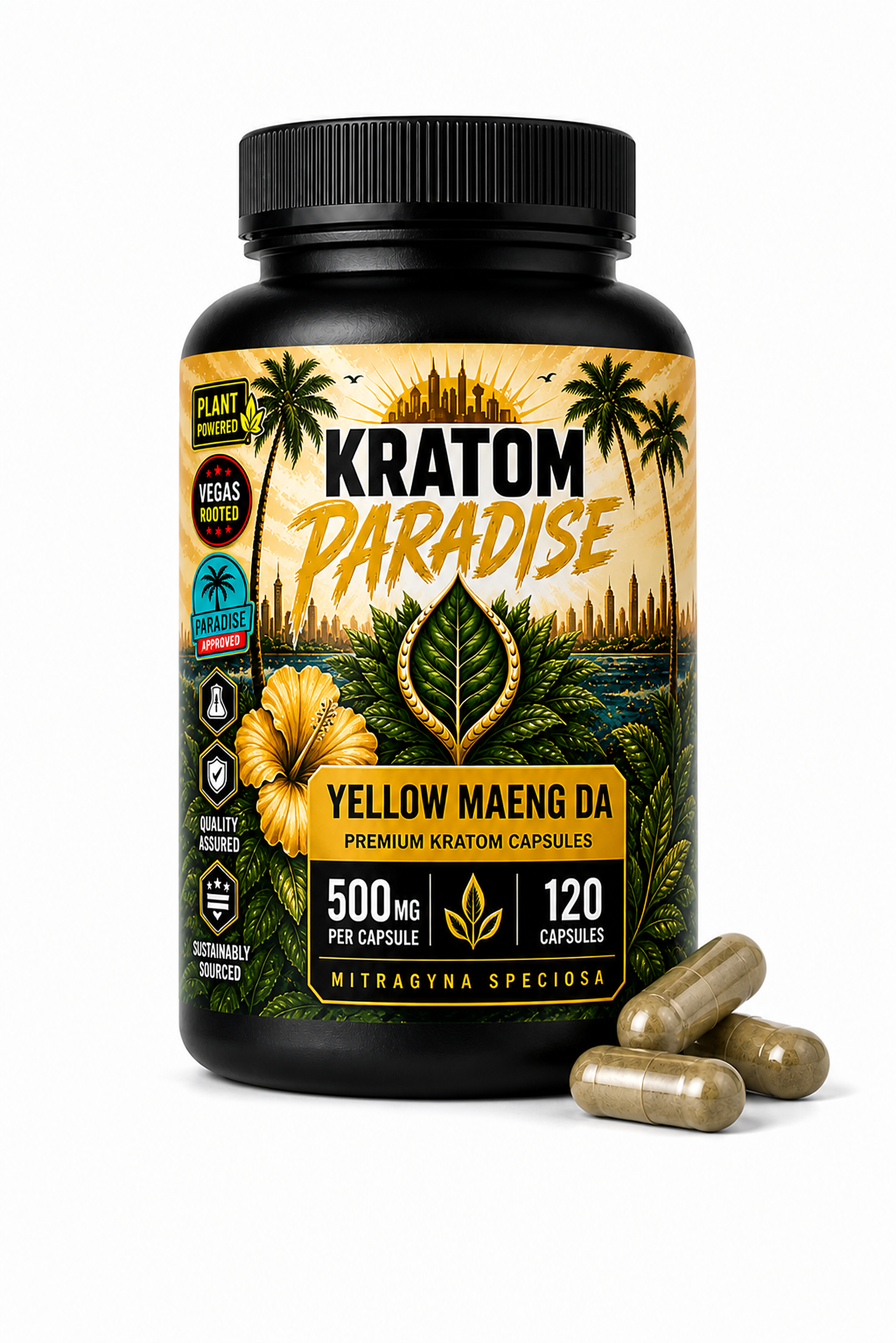 Yellow Maeng Da Kratom Capsules product photo