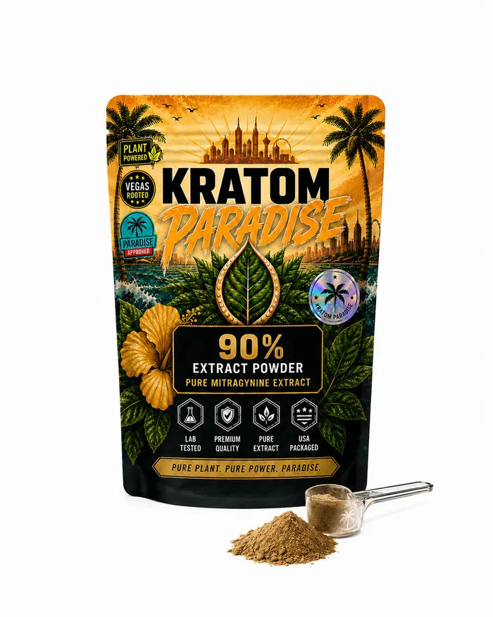Kratom Paradise MIT 90% mitragynine extract powder pouch