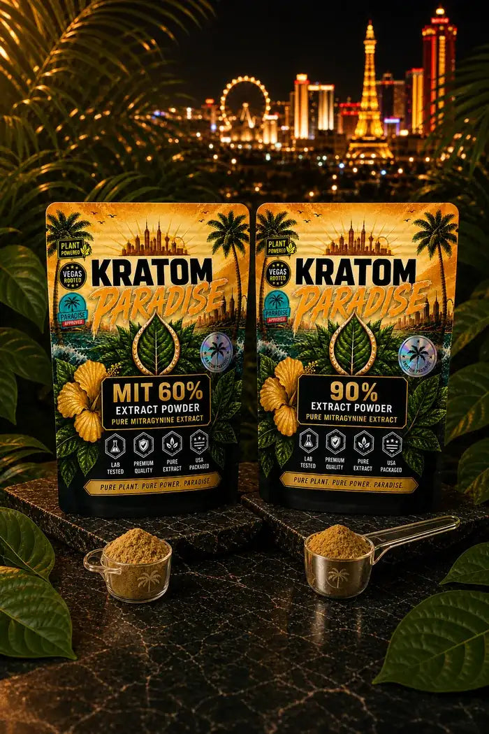 Kratom Paradise MIT 60% and 90% MIT-CH extract powder pouches